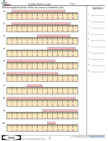 Metric Ruler Worksheet - Metric Ruler worksheet